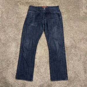 Lucky Brand Jeans Mens 32x30 121 Heritage Slim Dark Wash Boot Button Fly Classic